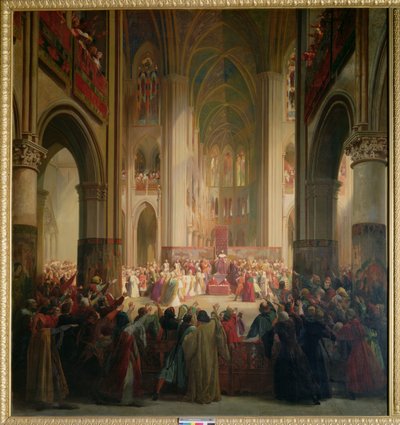 Estates General of Paris-møte i Notre-Dame etter Charles IVs død (1295-1328) av Jean Alaux