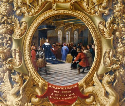 Ludvig X den rampete frigjør de livegne i 1315 av Jean Alaux