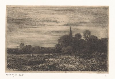 Landskap med kirketårn av Jean Alexis Achard