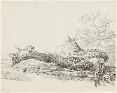 Et eldgammelt tre falt ved siden av en bekk av Jean Antoine Constantin