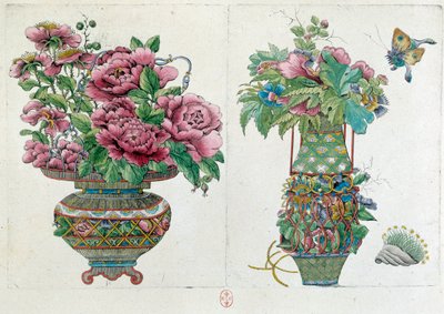 Tegning fra en kinesisk vase: blomsterpotte. Maleri av Jean Antoine Fraisse (1700-tallet) av Jean Antoine Fraisse
