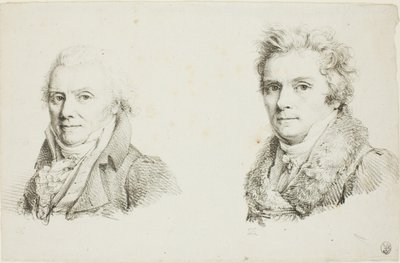 Selvportrett i mørk tøyfrakk og selvportrett i pelskragefrakk av Jean Antoine Laurent