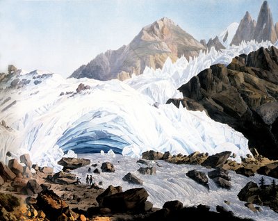 Chamonix: våren til Arveyron, ca. 1800 (gravering) av Jean Antoine Linck