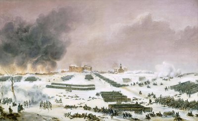 Kampanje av Preussen og Polen (1806-1807) - Simeon Jean Antoine Fort (1793-1861): Slaget ved Eylau, angrep på kirkegården 7. februar 1807, Musee de la Histoire de France, Chateau de Versailles av Jean Antoine Simeon Fort