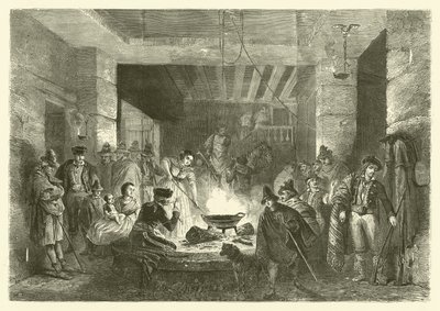 Posada, et vertshus i Sierra Nevada, Spania (gravering) av Jean Antoine Valentin Foulquier
