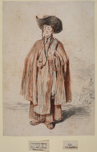 Karmelittmunk, stående, 1715 ca av Jean Antoine Watteau