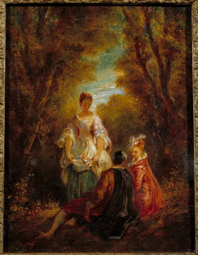 Karakterer i en park Maleri av Jean Antoine Watteau (1684-1721) 1700-tallet av Jean Antoine Watteau