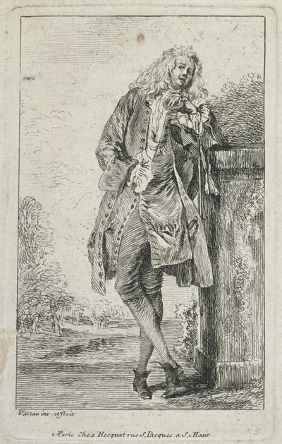 Motefigurer: Man Standing Acconde av Jean Antoine Watteau