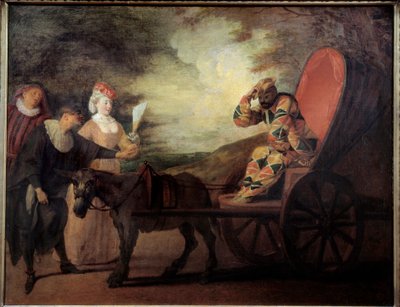 Harlekin (Arlecchino) månens keiser. Maleri av Jean Antoine Watteau (1684-1721) av Jean Antoine Watteau