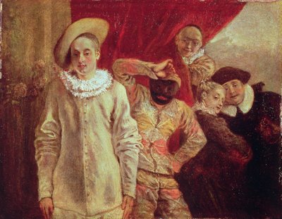 Harlequin, Pierrot og Scapin, skuespillere fra Commedia dell