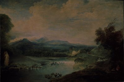 Landskap med foss, ca 1714 av Jean Antoine Watteau