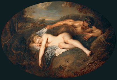 Nymfe og Satyr Jupiter og Antiope av Jean Antoine Watteau