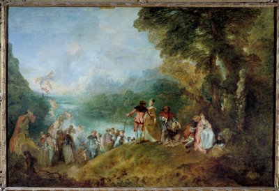 Pilegrimsreise til Isle of Cythera (ombordstigning for Cythera) av Jean Antoine Watteau