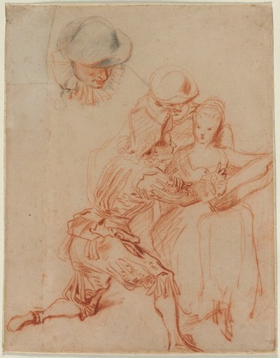 Studie for "The Romancer" av Jean Antoine Watteau