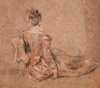 Studie av en kvinne sett fra baksiden av Jean-Antoine Watteau, 1716-1718. av Jean Antoine Watteau
