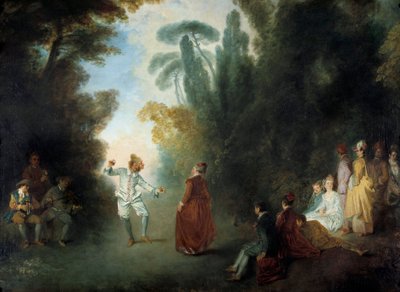 Champetre Ball-maleriet av Jean Antoine Watteau (1684-1721), privat samling av Jean Antoine Watteau