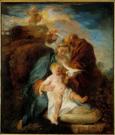 Den hellige familie, resten under flukten til Egypt Maleri av Jean Antoine Watteau (1684-1721) St. Petersburg fra 1700-tallet, Hermitage-museet av Jean Antoine Watteau