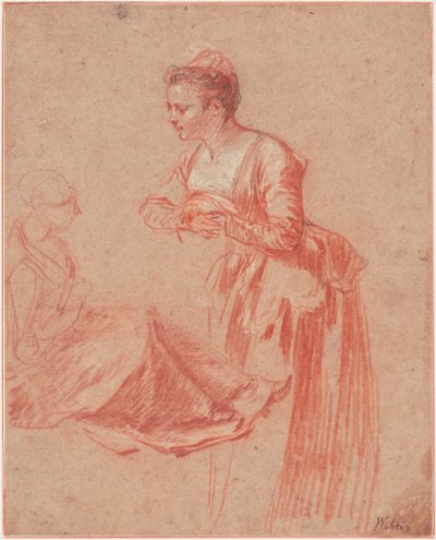 To figurstudier av en ung kvinne, ca. 1716 av Jean Antoine Watteau