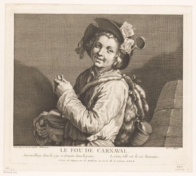 Gutt med en søppelpotte Le Fou de Carnival (tittel på objekt) av Jean Aubert