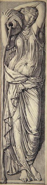En nymfe (grafitt på papir) (for par se 283230) av Jean Auguste Dominique Ingres
