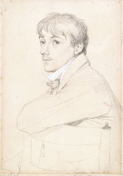 Jean-Louis Provost, sittende og hvilende sin venstre arm på stolryggen, 1813 av Jean Auguste Dominique Ingres