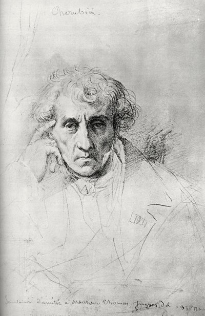 Luigi Cherubini 1760-1842, italiensk komponist, 1830. av Jean Auguste Dominique Ingres