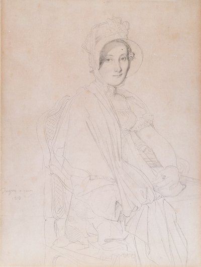 Portrett av Marie Marcoz, senere Vicomtesse de Senonnes de Senonnes, 1813 (grafittblyant på vevd papir) av Jean Auguste Dominique Ingres