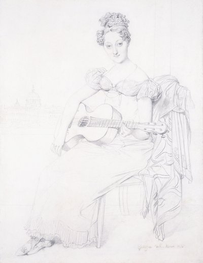 Portrett av frøken Elizabeth Keating som spiller gitaren hennes, 1816 av Jean Auguste Dominique Ingres