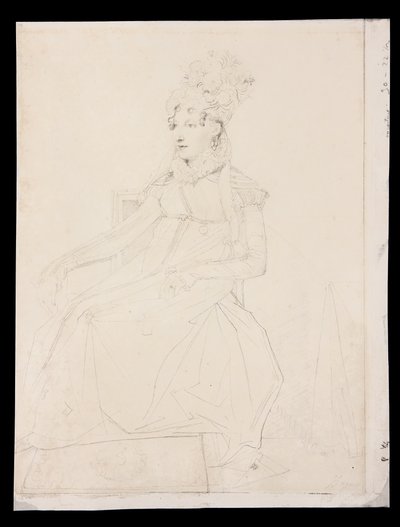 Portrett av dronning Caroline Murat (blyant på papir) av Jean Auguste Dominique Ingres