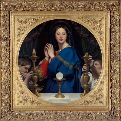 Jomfruen som tilber verten. Maleri av Jean Auguste Dominique Ingres (1780-1867) av Jean Auguste Dominique Ingres