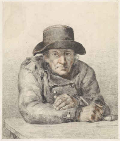 Gammel mann med pipe av Jean Augustin Daiwaille