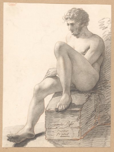 Sittende mann naken, sett forfra (2. pris 1808) av Jean Augustin Daiwaille