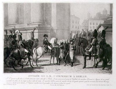 Napoleons inntog i Berlin i oktober 1806, gravert av Louis Jean Allais (1762-1833) (litho) av Jean Baptiste (after) Debret