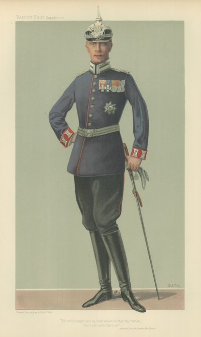 HKH Kronprinsen av Tyskland (farge litho) av Jean Baptiste (after) Guth