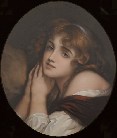 Innocence, portrett av en kvinne (farget gravering) av Jean Baptiste (manner of) Greuze