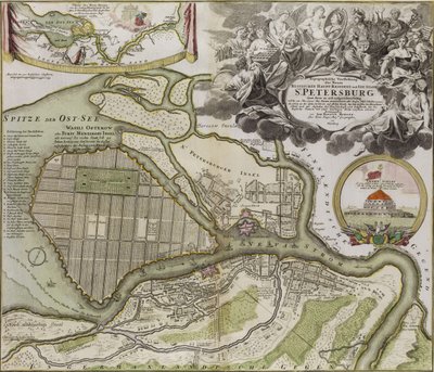 Kart over Petersburg St Petersburg masterplan av Jean Baptiste Alexandre Le Blond