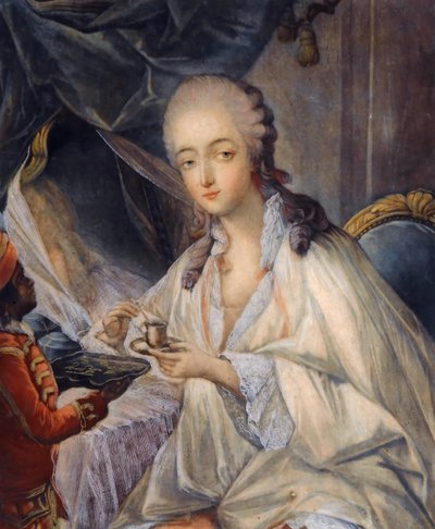 Jeanne Bécu, comtesse Du Barry 1743-1793 med en kopp kaffe av Jean Baptiste André Gautier Dagoty