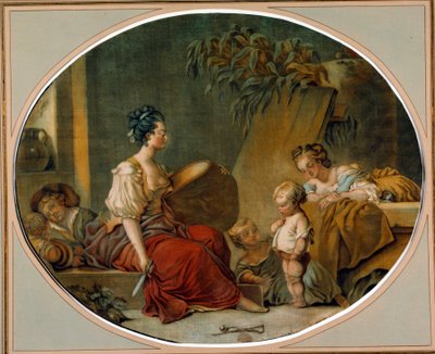 Utdanning: "" På spør vær så snill"" En mor lærer barnet sitt de riktige måtene. trykk av Gautier Dagoty av Jean Baptiste André Gautier Dagoty