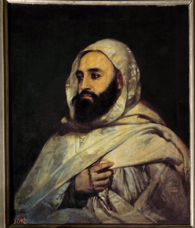 Portrett av Ben Mahi Ed Din Abd El Kader (Abd El-Kader) (1808 - 1883) Algerian Emir (hs/t 0,72 x 0,59) maleri av Angel Tissier (1814 - 1876) Versailles. Slottsmuseet. av Jean Baptiste Ange Tissier