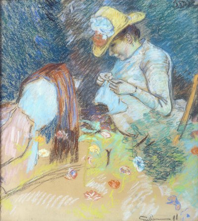 Madame Guillaumin Sewing, 1888 (pastell på papir) av Jean Baptiste Armand Guillaumin