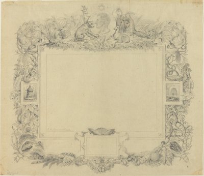 Design for en grense med et portrett av baron Cuvier av Jean-Baptiste Arnout