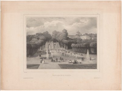 Fontene ved Château de Saint-Cloud Cascade de St. Cloud (tittel på objekt) Flott utsikt over Paris (serietittel) av Jean Baptiste Arnout