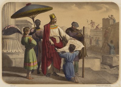 Salomo bygger tempelet av Jean Baptiste Auguste Leloir