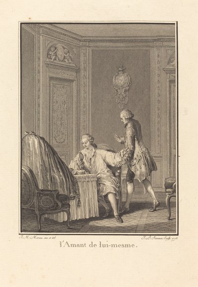 Elskeren av seg selv av Jean Baptiste Blaise Simonet after Jean Michel Moreau