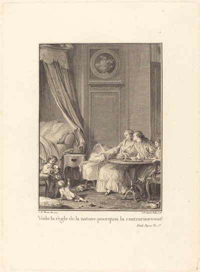 Dette er naturregelen, hvorfor bryter du den? av Jean Baptiste Blaise Simonet after Jean Michel Moreau