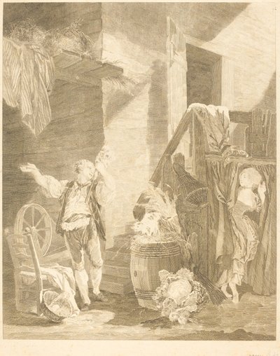 Rose og Colas av Jean Baptiste Blaise Simonet after Pierre Antoine Baudouin