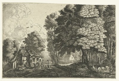 Gjeter i en skogkant av Jean Baptiste Bonnecroy