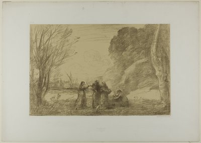 En familie på Terracina av Jean Baptiste Camille Corot