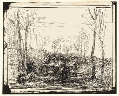 En piknik i lysningen av Jean Baptiste Camille Corot