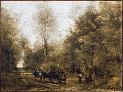 En sti i skogen til Wagnonville (olje på lerret av Jean Baptiste Camille Corot